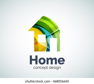 Home real estate logo template, abstract elegant glossy business icon