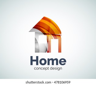 Plantilla de logotipo inmobiliario casero, icono comercial elegante abstracto
