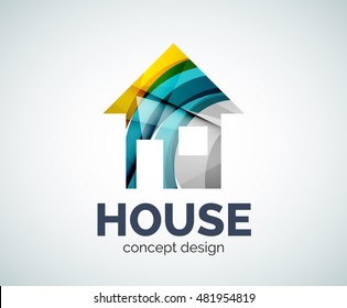 Home real estate logo template, abstract elegant glossy business icon