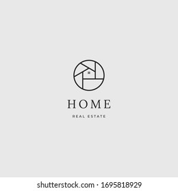Home, Real estate simple minimal logo icon sign. Vector logo template isolated on background