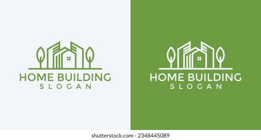 home and real estate with tree logo designs inspirations