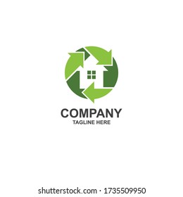 home with recycle logo design vector template