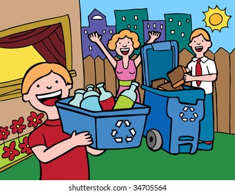 Home Recycling Family