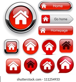 Home red design elements for website or app. Vector eps10.