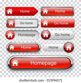 Home red design elements for website or app. Vector eps10. 