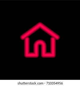 Home red glowing neon ui ux icon. Glowing sign logo vector