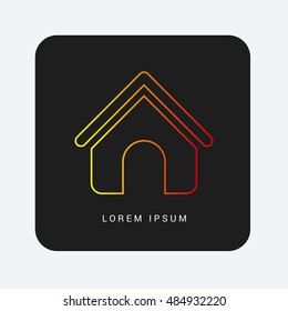 Home Red & Orange gradient attractive line thin icon / logo design