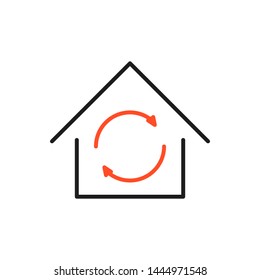 Home refresh arrows icon. House update icon