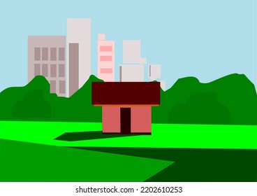 vector de refresco doméstico Usar para imágenes que presentan casas y árboles verdes.