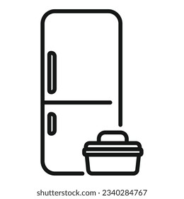 Home refrigerator repair icon outline vector. Service work. Work fridge