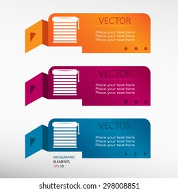 Home related blinds on origami paper banners. Can be used for workflow layout, diagram, business step options, banner, web design
