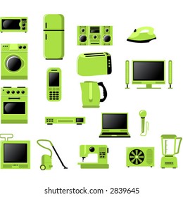 Home related electronic apparatus icon set