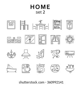 Home related icons set 2, vector illustration, line icons