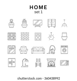 Home related icons set1, vector illustration, line icons