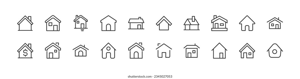 home related premium icon set. Vector elements with editable stroke. Isolated on a white background