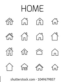 Home related vector icon set. Well-crafted sign in thin line style with editable stroke. Vector symbols isolated on a white background. Simple pictograms.