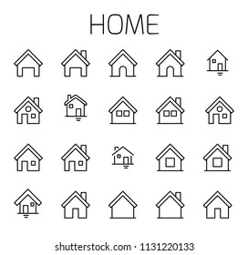 Home related vector icon set. Well-crafted sign in thin line style with editable stroke. Vector symbols isolated on a white background. Simple pictograms.