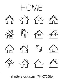 Home related vector icon set. Well-crafted sign in thin line style with editable stroke. Vector symbols isolated on a white background. Simple pictograms.