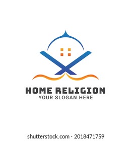 Home religion logo design with mosque shape philosophy
