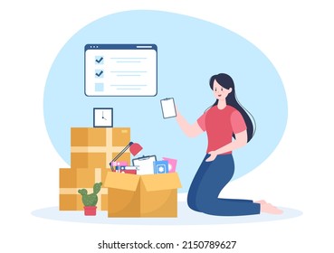 Home Relocation Or People Moving With Cardboard Packaging Boxes Or Pack Belongings Move To New Ones In Flat Cartoon Illustration