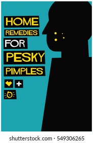 Home Remedies For Pesky Pimples (Flat Style Vector Illustration Poster Design)
