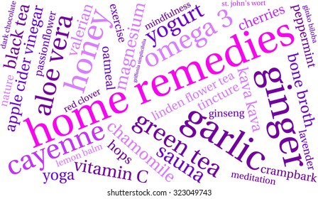 Home Remedies Word Cloud On a White Background. 