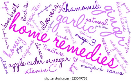 Home Remedies Word Cloud On a White Background. 