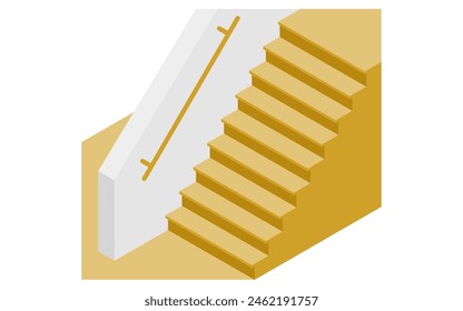 Home remodeling, caregiver remodeling to add handrails to stairs, isometric illustration, Vector Illustration