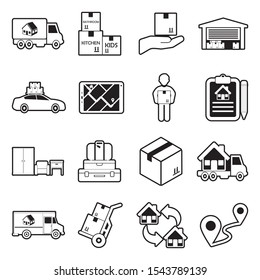 Iconos de extracción del hogar. Línea con diseño de relleno. Ilustración vectorial.