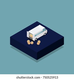 Home removal and transportation concept flat design, vector illustration