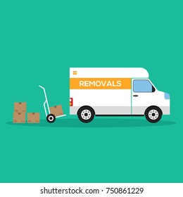 Home Removal And Transportation Concept Flat Design, Vector Illustration