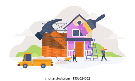 Home renovation, concept vector illustration for wallpaper, background, banner, landing page, flyer, advertisement, and business.