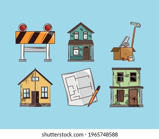 home renovation construction blueprint tools