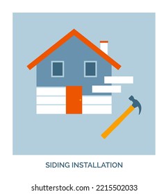 Home Renovation And Construction: Professional Siding Installation, Concept Icon