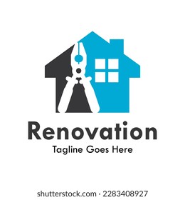 Ilustración del logotipo de diseño de renovación doméstica