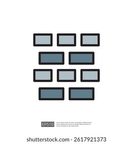 Home Renovation Icon Featuring Modern Brick and Tile Patterns in Cool Tones for Building and Architecture Design Concepts