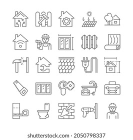 Home renovation icons. Construction, housing improvement, repair. Sink repair, plumbing, plumber, builder. Fixing up problems with water. Cartoon flat vector illustration isolated on white background