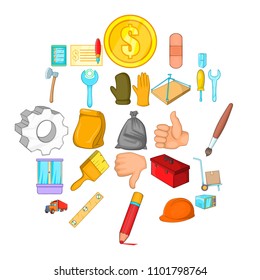 Home renovation icons set. Cartoon set of 25 home renovation vector icons for web isolated on white background
