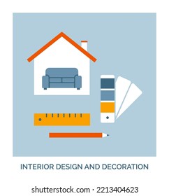 Home renovation and improvement: interior design and decoration professional service, concept icon