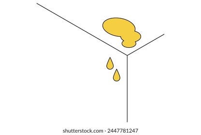 Renovación del hogar, techo con goteras (fugas), ilustración isométrica simple, Ilustración vectorial