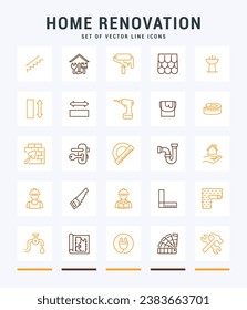 Home Renovation line icons. Trendy stroke signs for website, apps and UI. Premium set of line icons. Outline isolated signs.