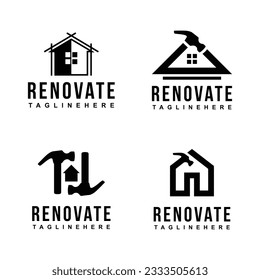 home renovation logo, building repair concept design templates set