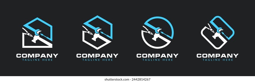 Home Renovierung Logo oder Bau Logo mit Tools und Hardware-Symbol-Vorlage-Set