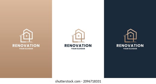 Home Renovation Logo Design. Real Estate Renovation, Property, Architect Logo.