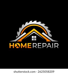 Ilustração do vetor do logotipo da renovação da casa. Ícone de design de carta isolado da construção da casa com fundo preto