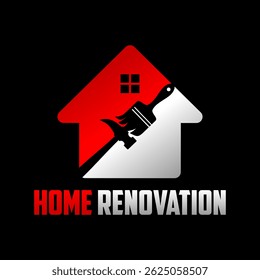 Home renovation logo vector illustration. Letter design icon isolated of house construction with black background