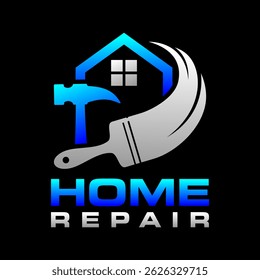 Home renovation logo vector illustration. Letter design icon isolated of house construction with black background