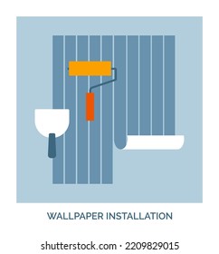 Home Renovation And Makeover: Professional Wallpaper Installation Service, Concept Icon