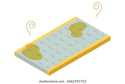 Home renovation, old tatami mats, isometric illustration, Vector Illustration