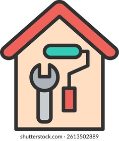 Home Renovation Outline Filled Style Icon